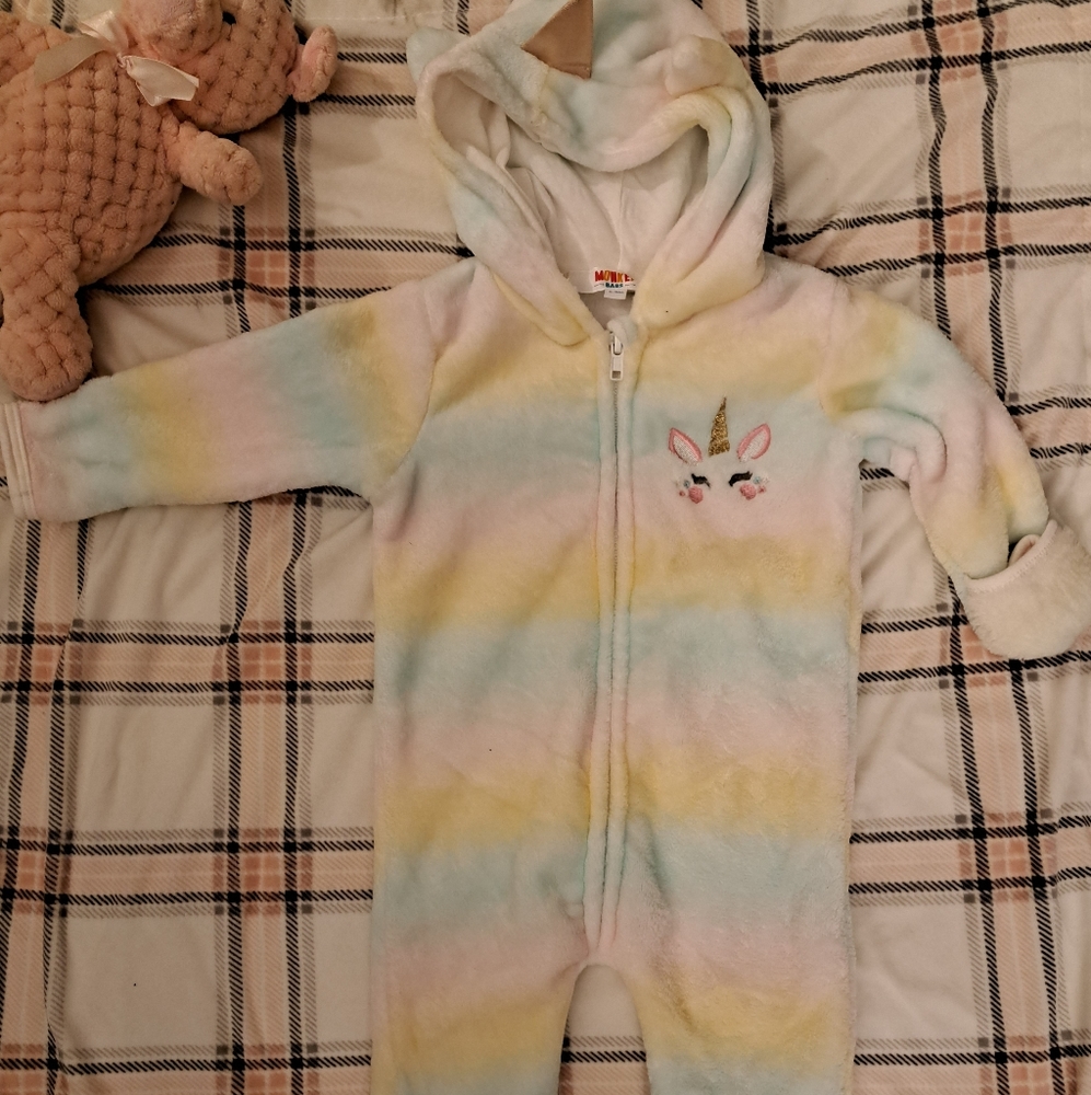 Baby girl 6-9 months unicorn warm winter onsie